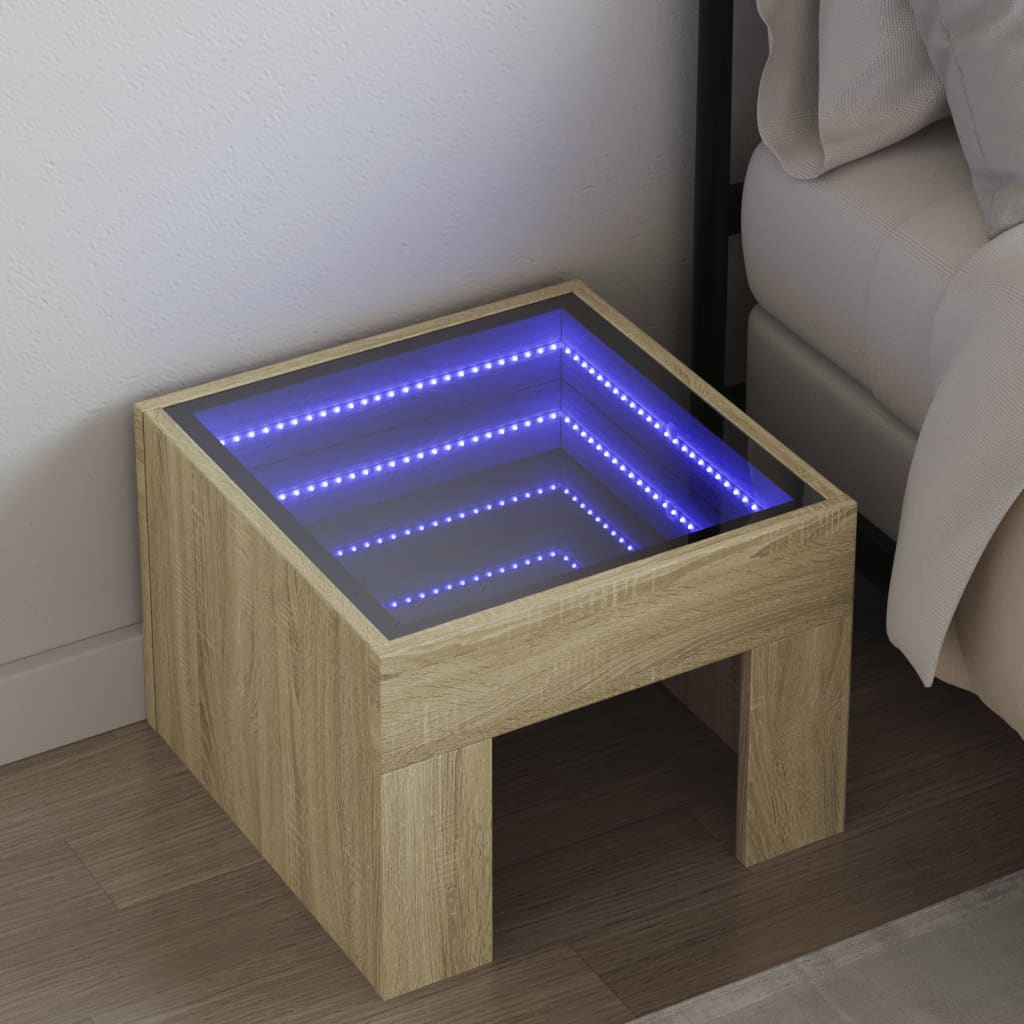 Nachtkastje met Infinity LED 40x40x30 cm sonoma eikenkleurig is nu te koop bij PeponiXL, paradijselijk wonen!