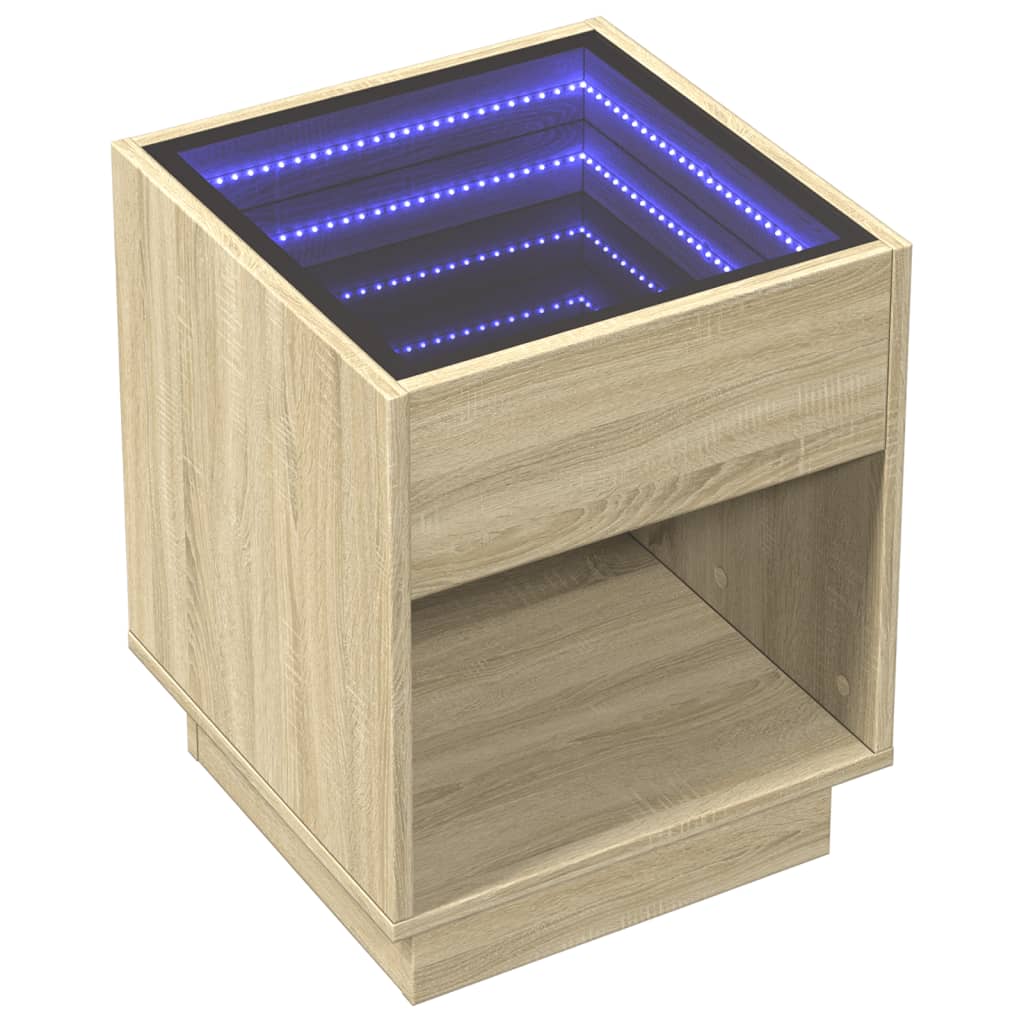 Nachtkastje met Infinity LED 40x40x50 cm sonoma eikenkleurig is nu te koop bij PeponiXL, paradijselijk wonen!