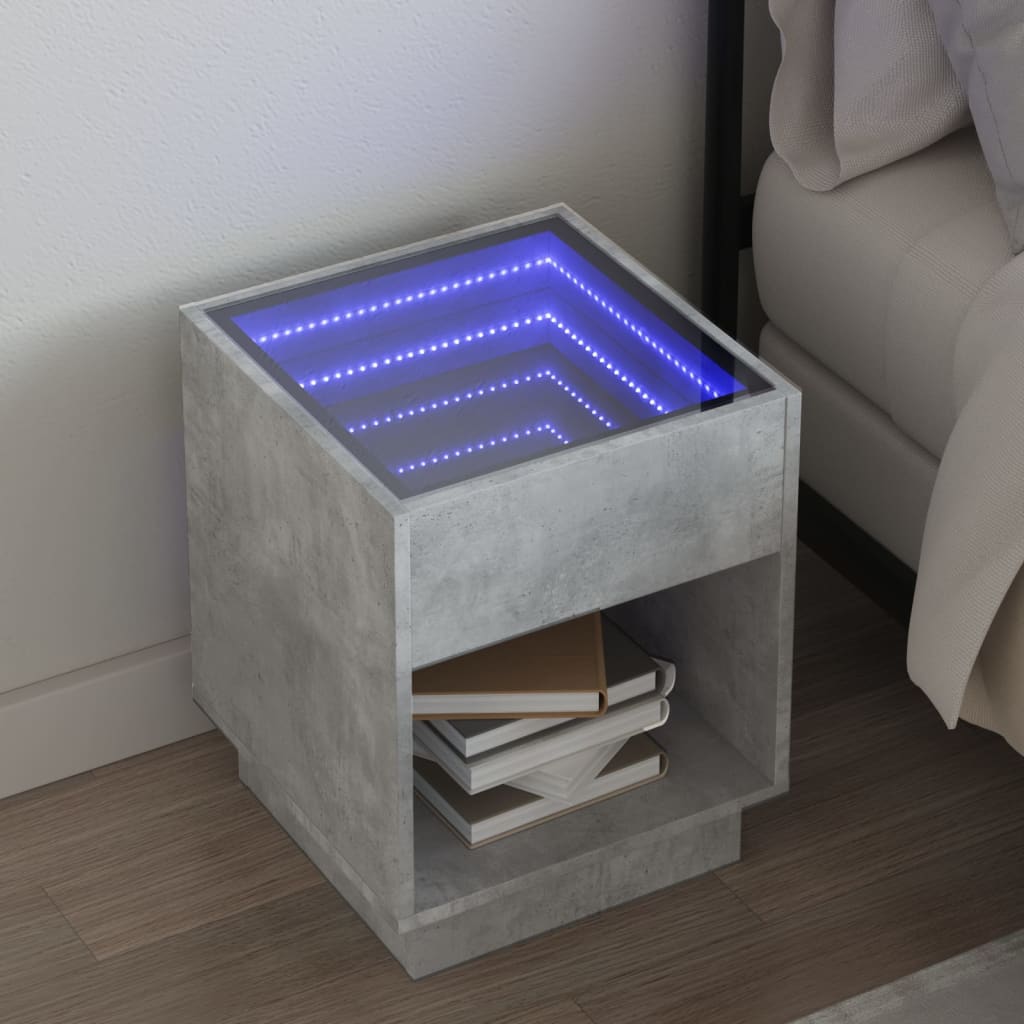 Nachtkastje met Infinity LED 40x40x50 cm betongrijs is nu te koop bij PeponiXL, paradijselijk wonen!