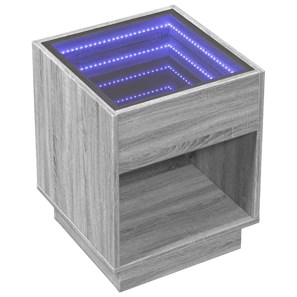 Nachtkastje met Infinity LED 40x40x50 cm grijs sonoma eiken is nu te koop bij PeponiXL, paradijselijk wonen!