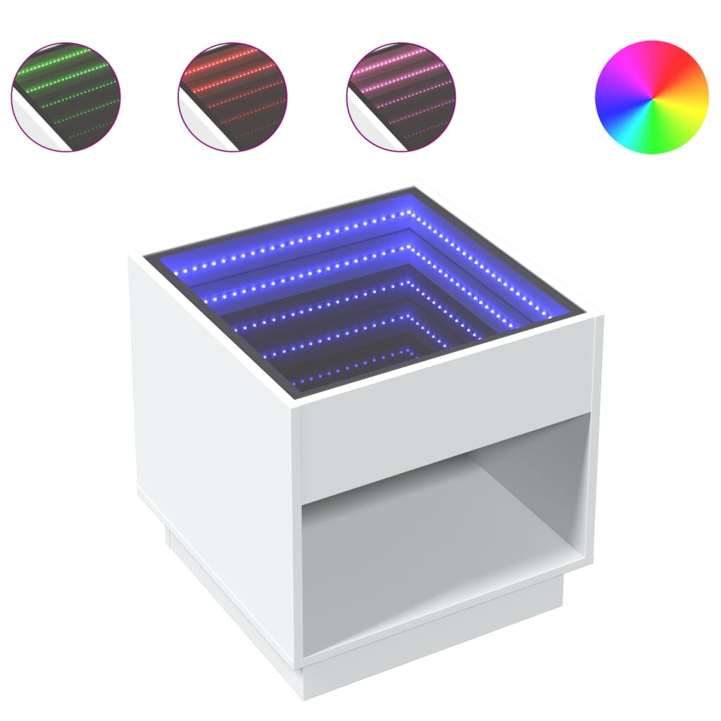 Nachtkastje met Infinity LED 50x50x50 cm wit is nu te koop bij PeponiXL, paradijselijk wonen!