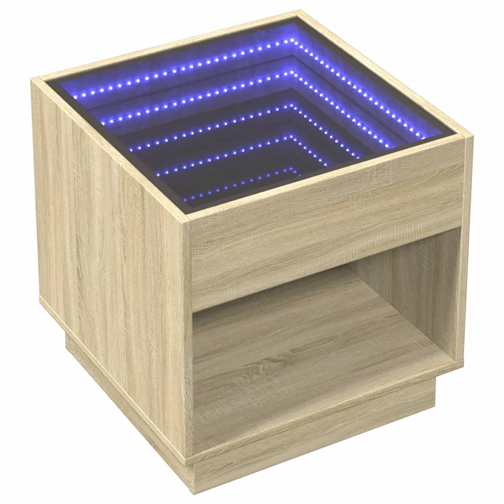 Nachtkastje met Infinity LED 50x50x50 cm sonoma eikenkleurig is nu te koop bij PeponiXL, paradijselijk wonen!