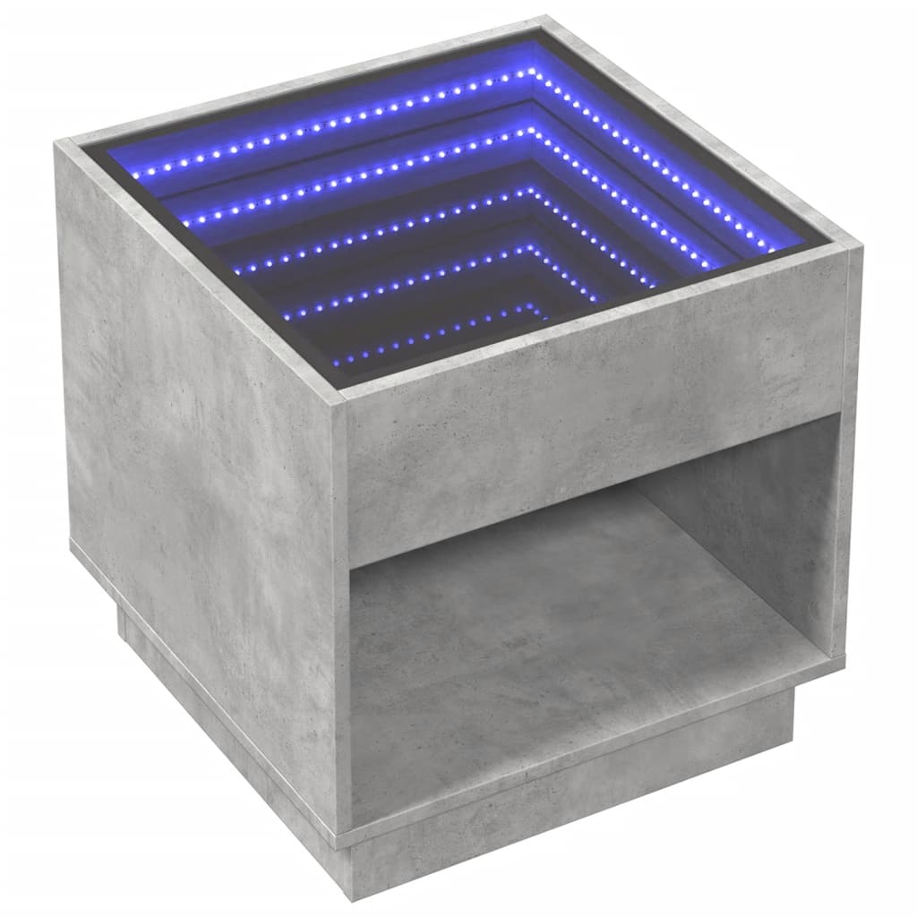 Nachtkastje met Infinity LED 50x50x50 cm betongrijs is nu te koop bij PeponiXL, paradijselijk wonen!