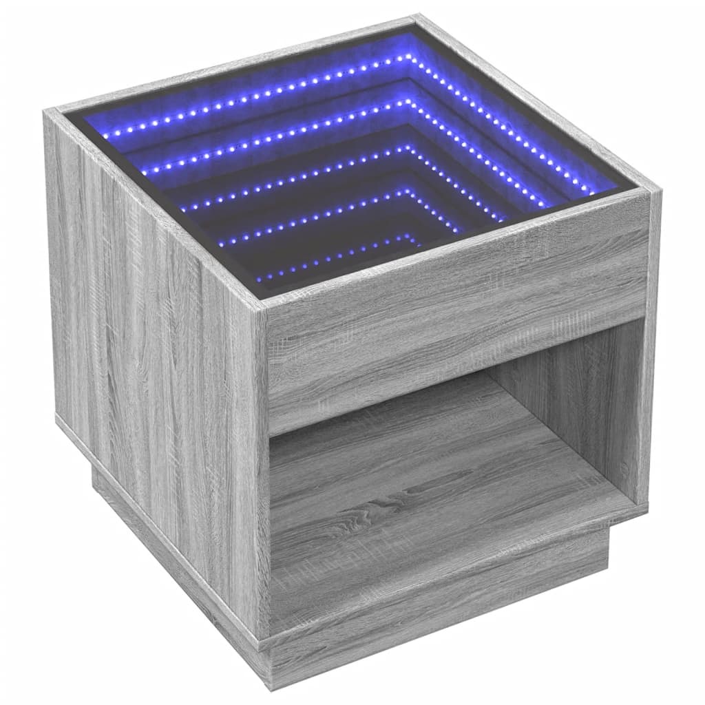 Nachtkastje met Infinity LED 50x50x50 cm grijs sonoma eiken is nu te koop bij PeponiXL, paradijselijk wonen!