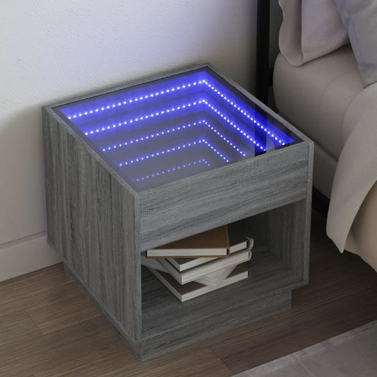 Nachtkastje met Infinity LED 50x50x50 cm grijs sonoma eiken is nu te koop bij PeponiXL, paradijselijk wonen!