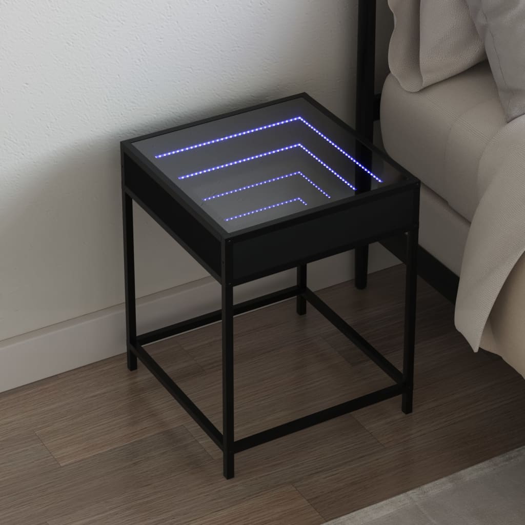 Nachtkastje met Infinity LED 40x40x51 cm zwart is nu te koop bij PeponiXL, paradijselijk wonen!