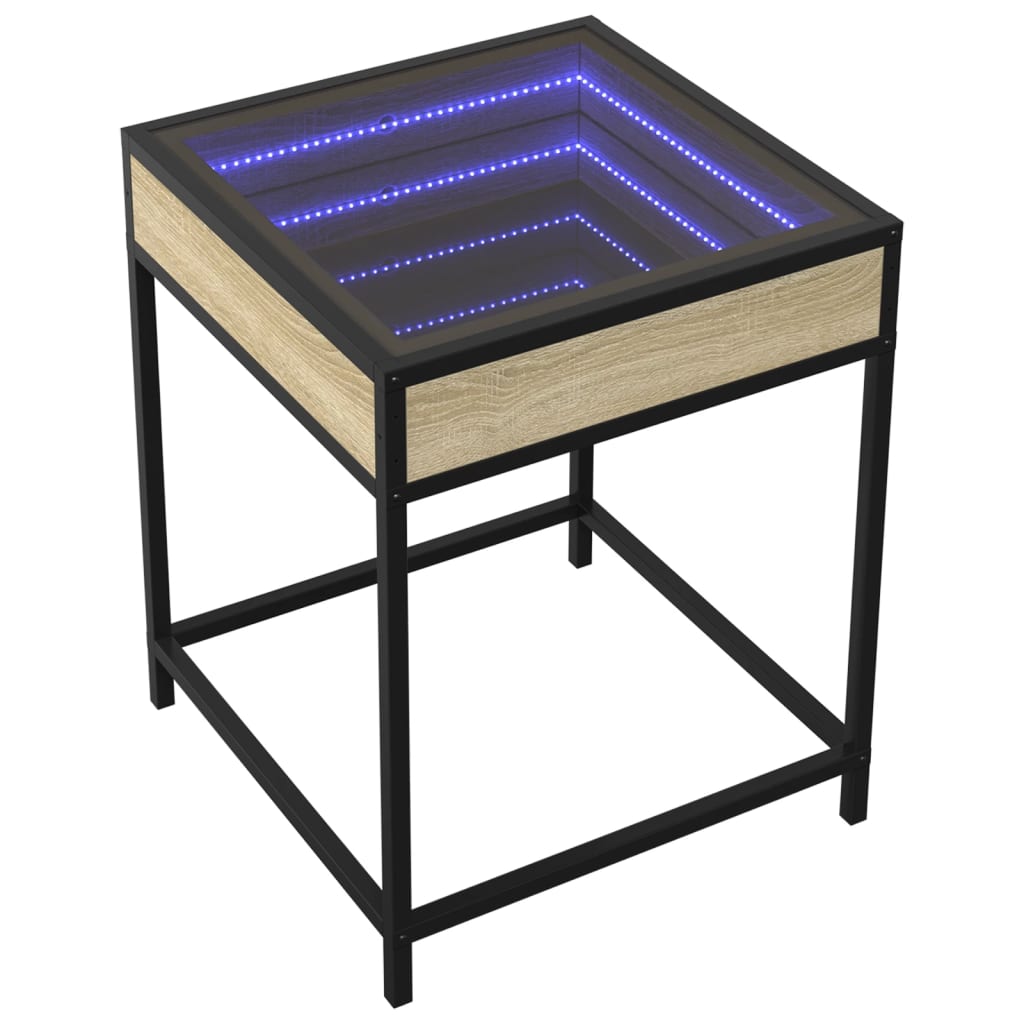 Nachtkastje met Infinity LED 40x40x51 cm sonoma eikenkleurig is nu te koop bij PeponiXL, paradijselijk wonen!