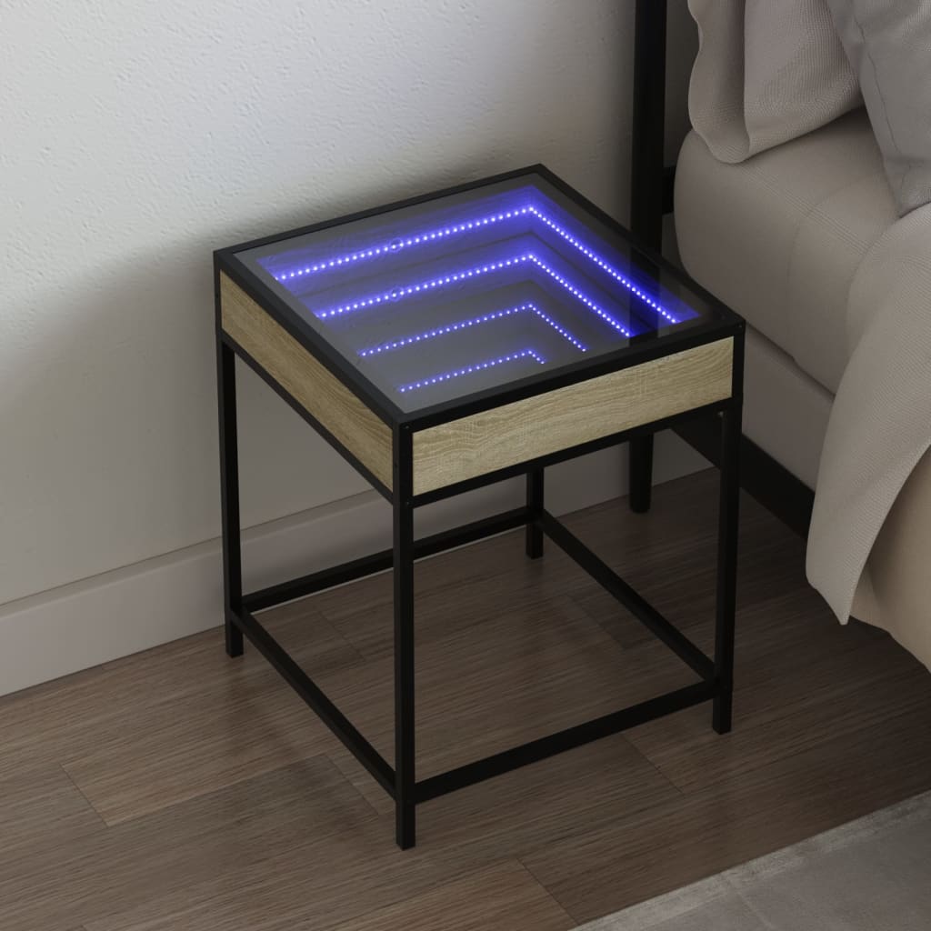 Nachtkastje met Infinity LED 40x40x51 cm sonoma eikenkleurig is nu te koop bij PeponiXL, paradijselijk wonen!