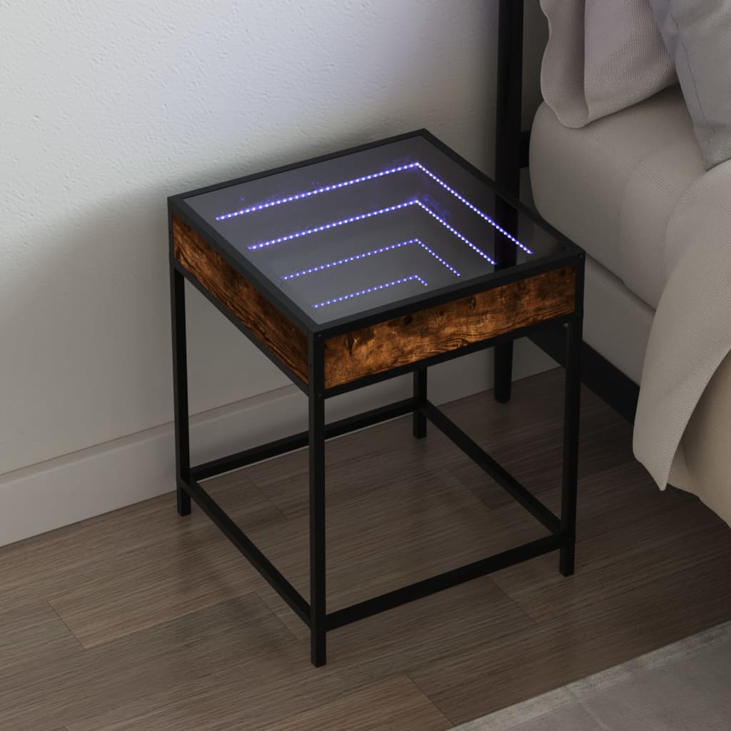 Nachtkastje met Infinity LED 40x40x51 cm gerookt eikenkleurig is nu te koop bij PeponiXL, paradijselijk wonen!