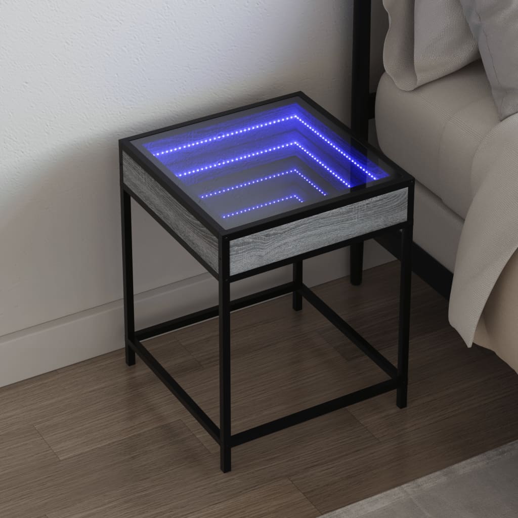 Nachtkastje met Infinity LED 40x40x51 cm grijs sonoma eiken is nu te koop bij PeponiXL, paradijselijk wonen!