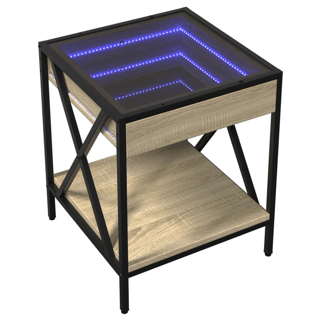 Nachtkastje met Infinity LED 40x40x49 cm sonoma eikenkleurig is nu te koop bij PeponiXL, paradijselijk wonen!