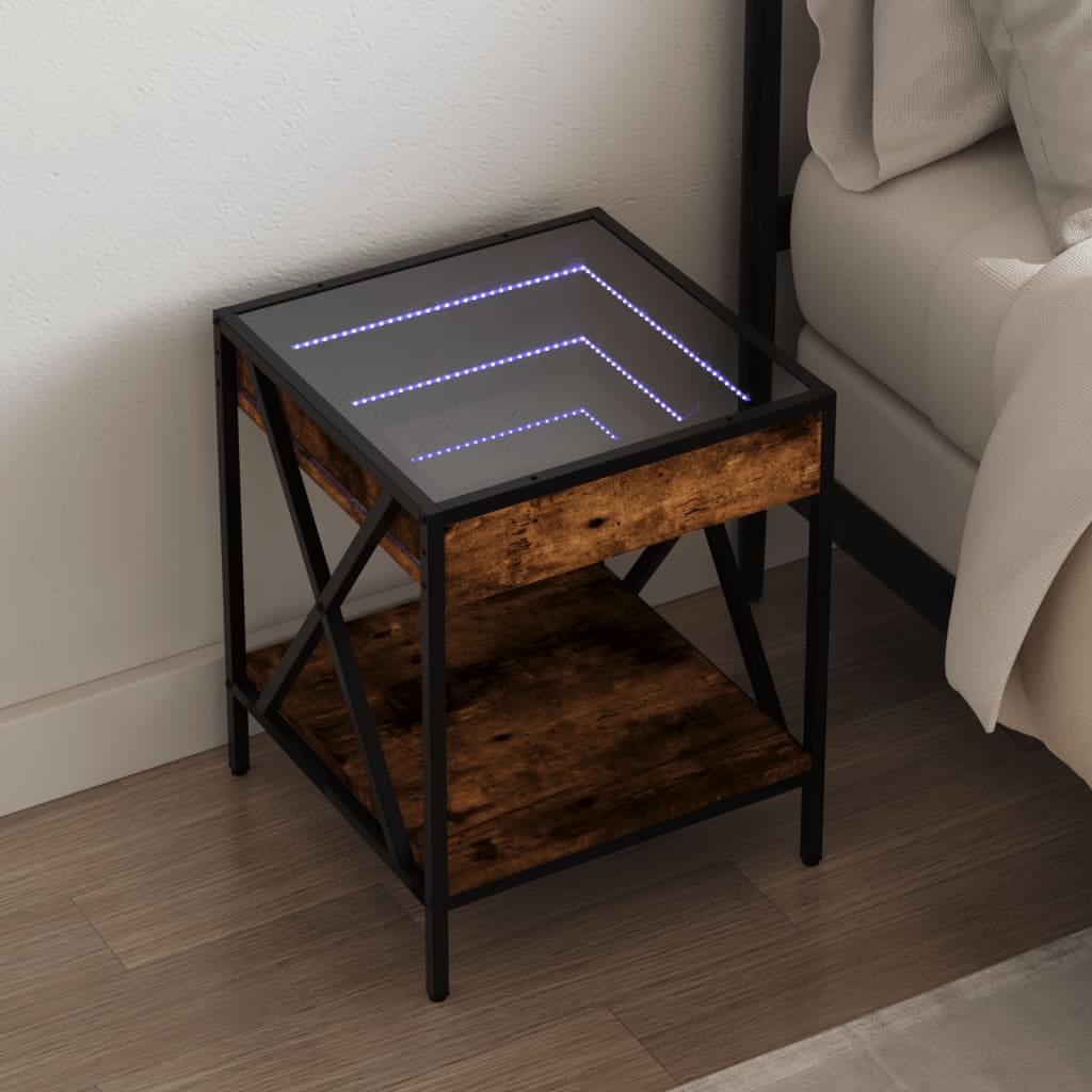 Nachtkastje met Infinity LED 40x40x49 cm gerookt eikenkleurig is nu te koop bij PeponiXL, paradijselijk wonen!