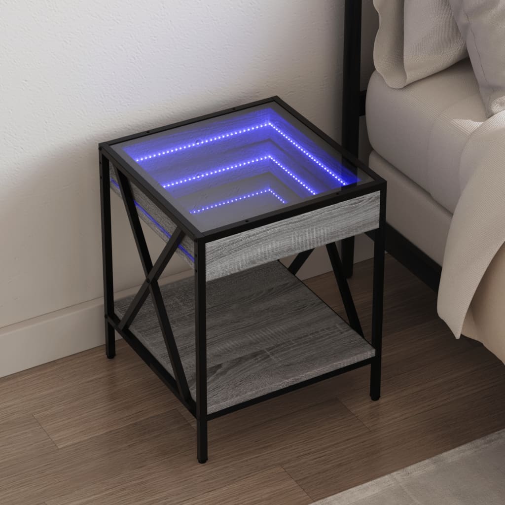 Nachtkastje met Infinity LED 40x40x49 cm grijs sonoma eiken is nu te koop bij PeponiXL, paradijselijk wonen!