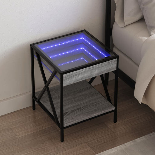 Nachtkastje met Infinity LED 40x40x49 cm grijs sonoma eiken is nu te koop bij PeponiXL, paradijselijk wonen!