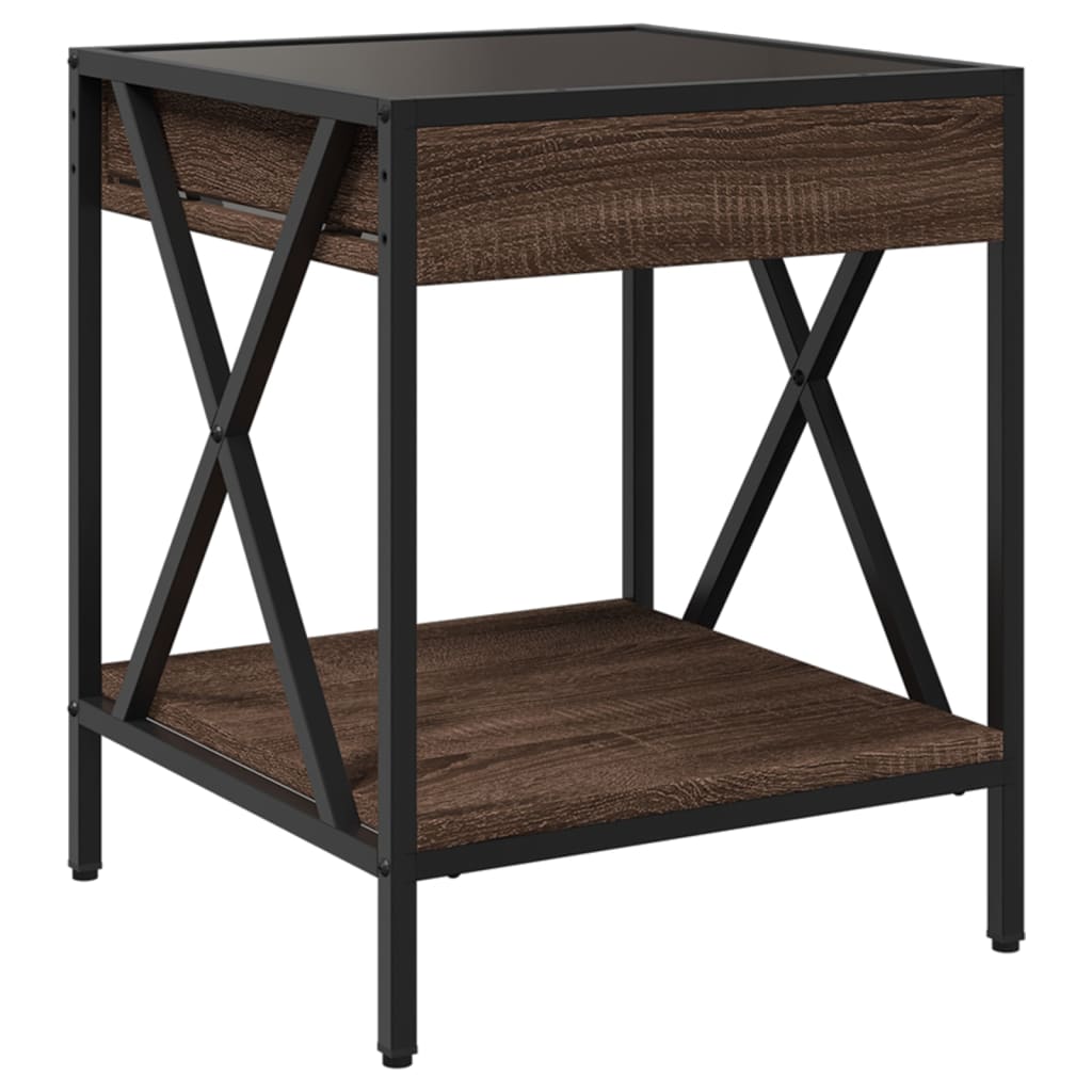 Nachtkastje met Infinity LED 40x40x49 cm bruin eikenkleurig is nu te koop bij PeponiXL, paradijselijk wonen!