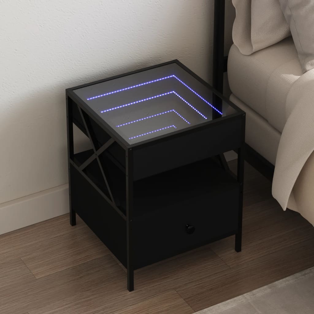 Nachtkastje met Infinity LED 40x40x51 cm zwart is nu te koop bij PeponiXL, paradijselijk wonen!