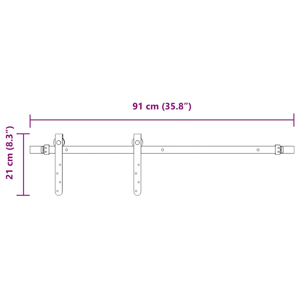 Ophangset voor schuifdeur 91 cm koolstofstaal is nu te koop bij PeponiXL, paradijselijk wonen!