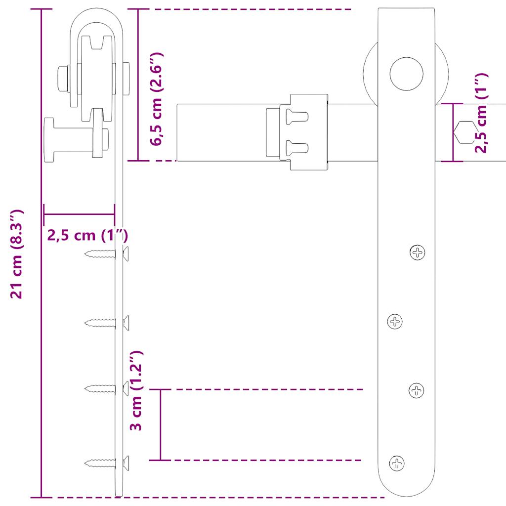 Ophangset voor schuifdeur 152 cm koolstofstaal is nu te koop bij PeponiXL, paradijselijk wonen!
