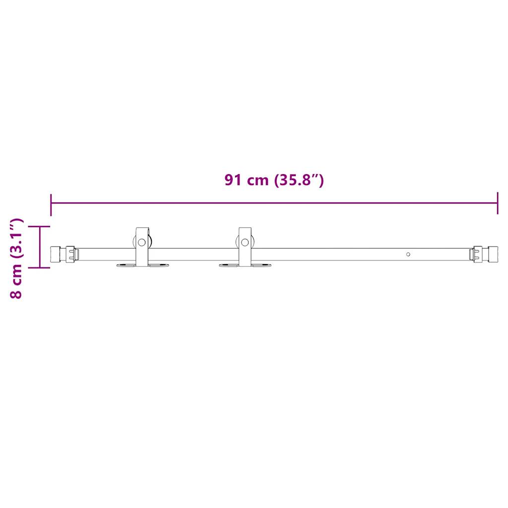 Ophangset voor schuifdeur 91 cm koolstofstaal is nu te koop bij PeponiXL, paradijselijk wonen!