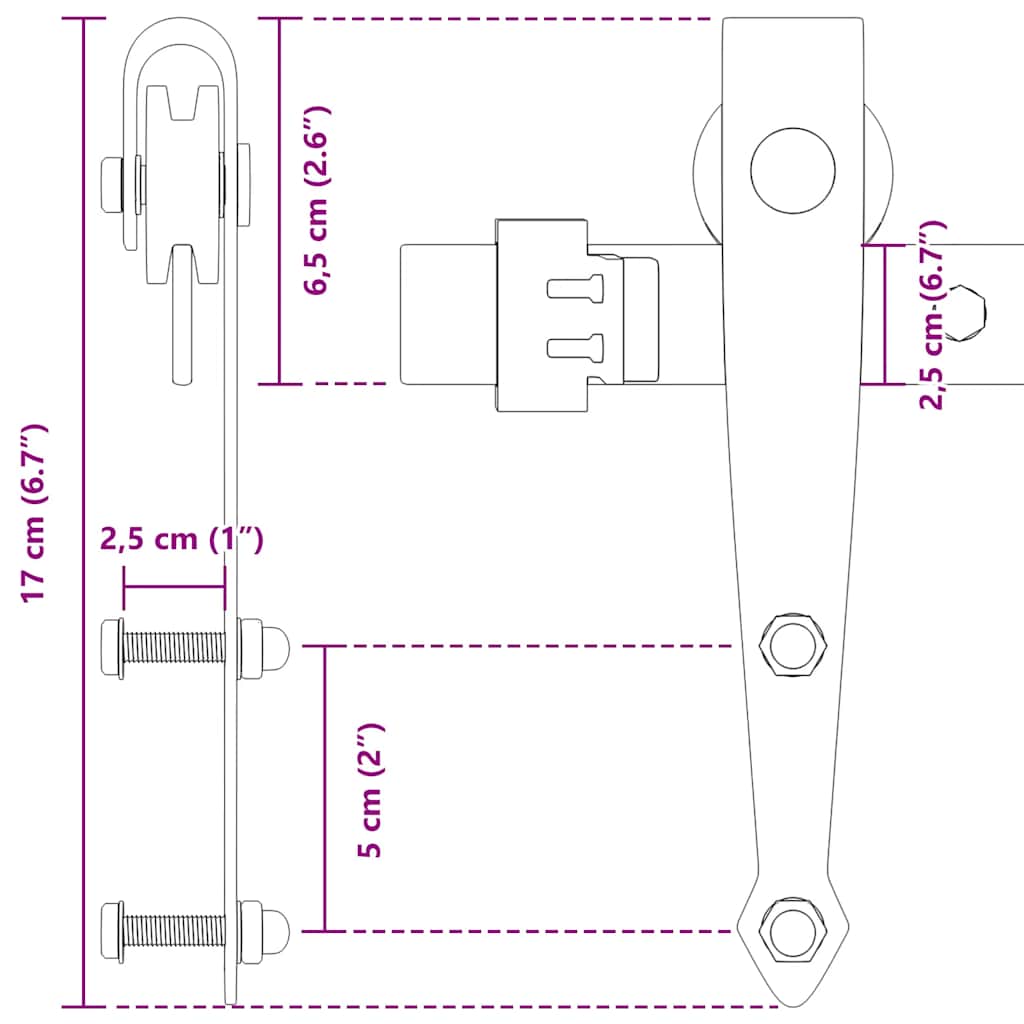 Ophangset voor schuifdeur 213 cm koolstofstaal is nu te koop bij PeponiXL, paradijselijk wonen!
