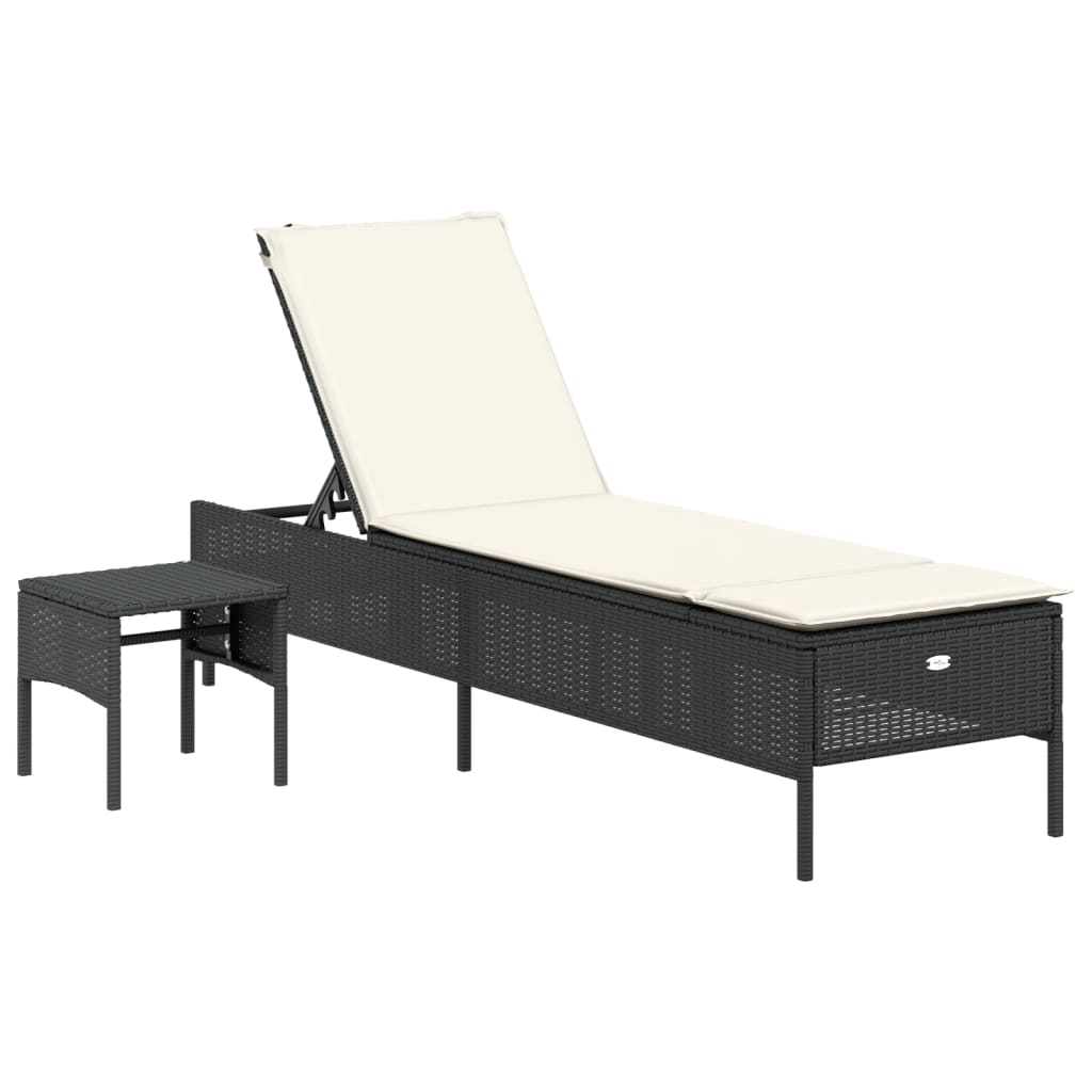 3-delige Ligbeddenset met kussens poly rattan zwart is nu te koop bij PeponiXL, paradijselijk wonen!