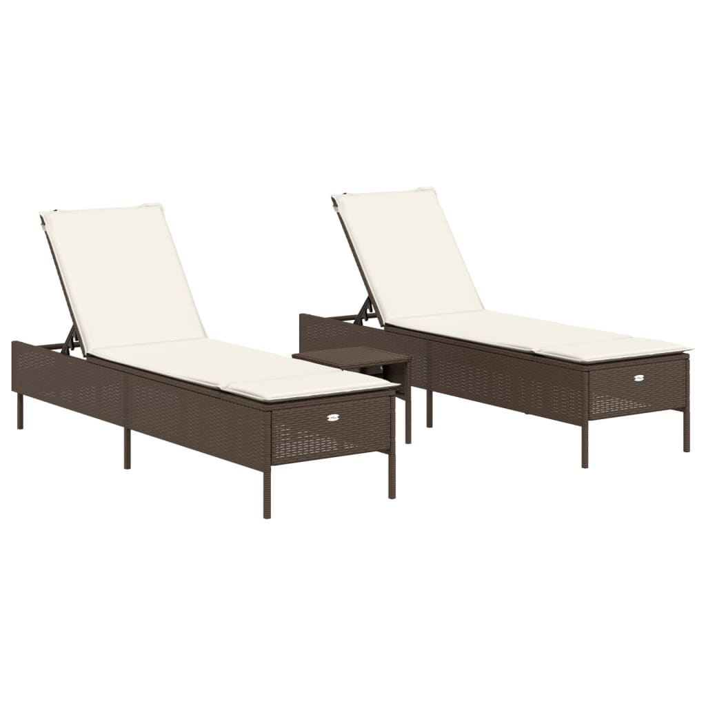 3-delige Ligbeddenset met kussens poly rattan bruin is nu te koop bij PeponiXL, paradijselijk wonen!