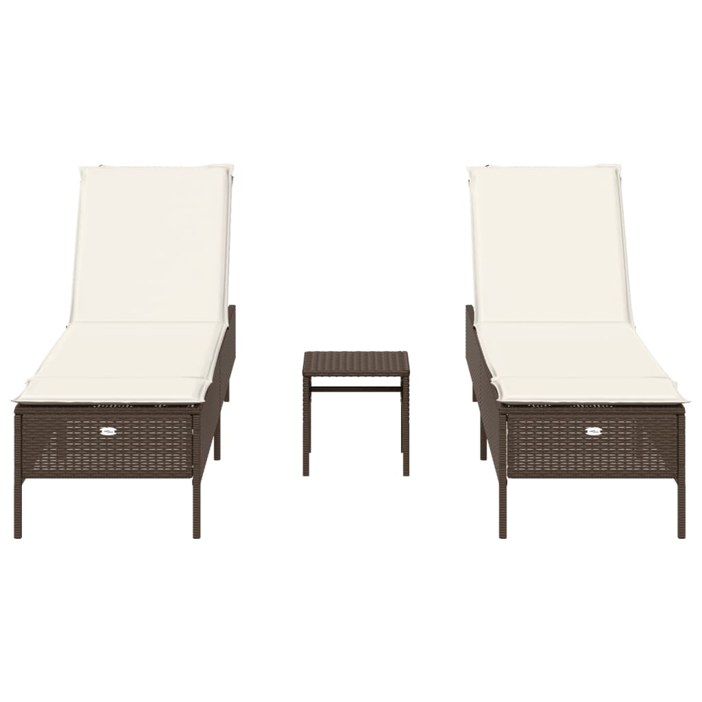 3-delige Ligbeddenset met kussens poly rattan bruin is nu te koop bij PeponiXL, paradijselijk wonen!