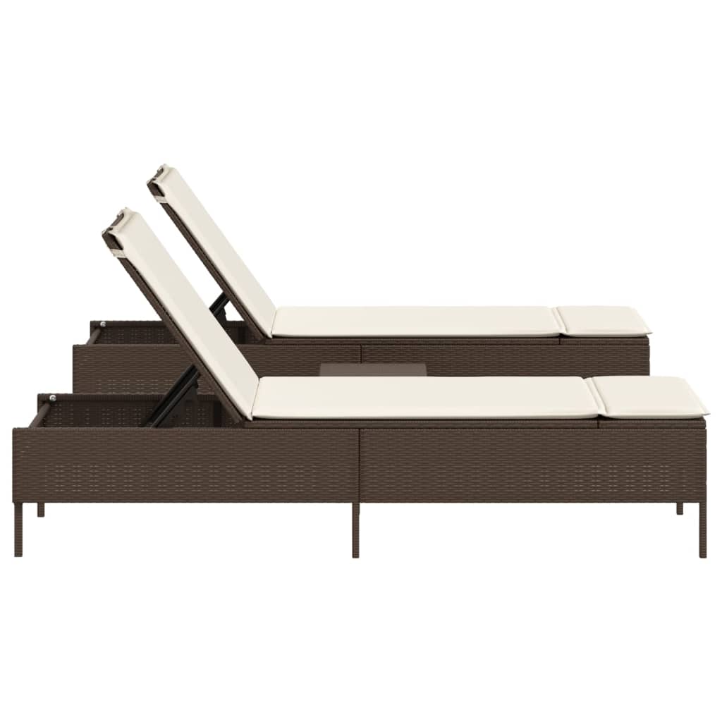 3-delige Ligbeddenset met kussens poly rattan bruin is nu te koop bij PeponiXL, paradijselijk wonen!