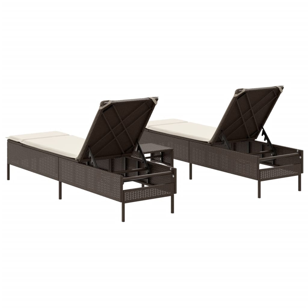 3-delige Ligbeddenset met kussens poly rattan bruin is nu te koop bij PeponiXL, paradijselijk wonen!