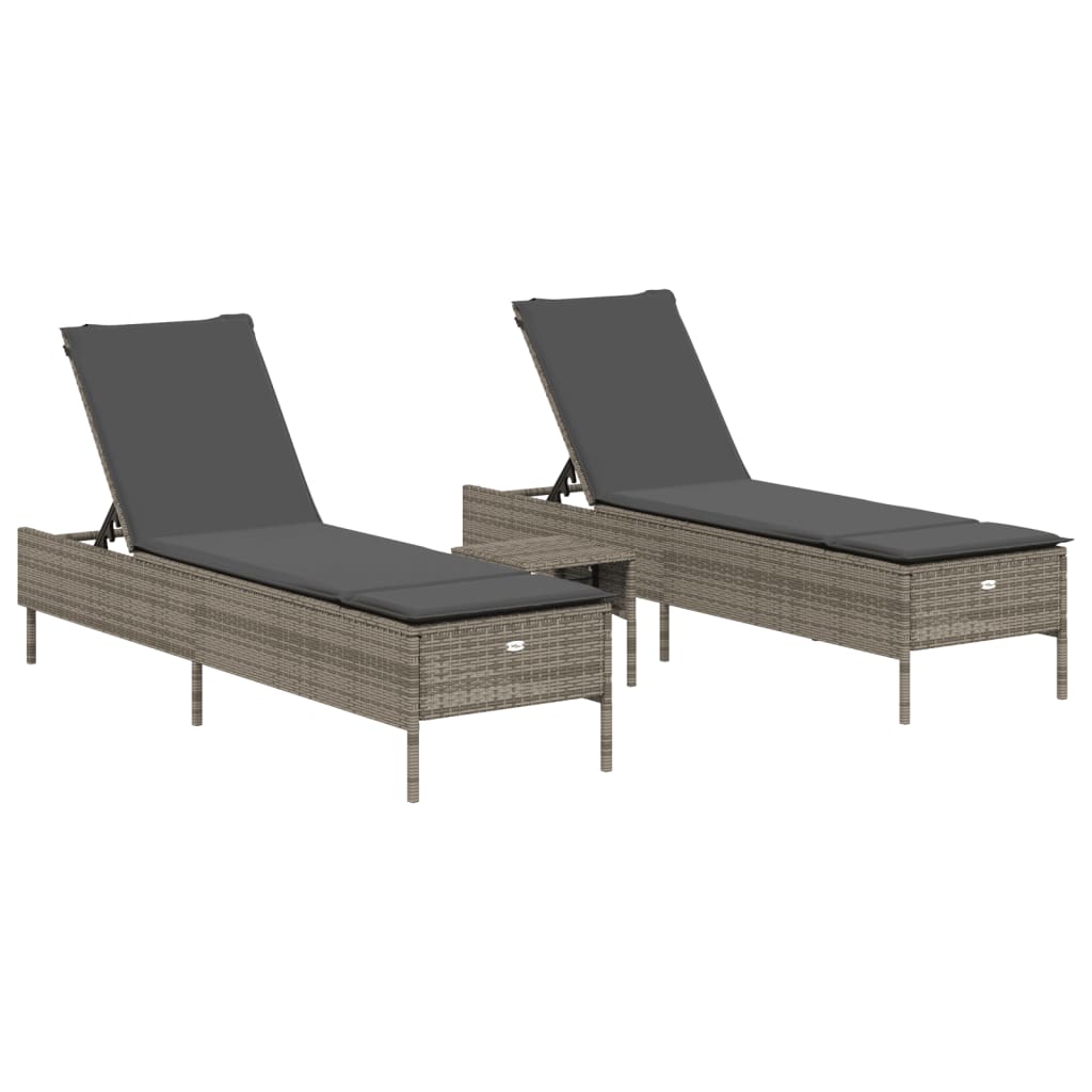 3-delige Ligbeddenset met kussens poly rattan grijs is nu te koop bij PeponiXL, paradijselijk wonen!