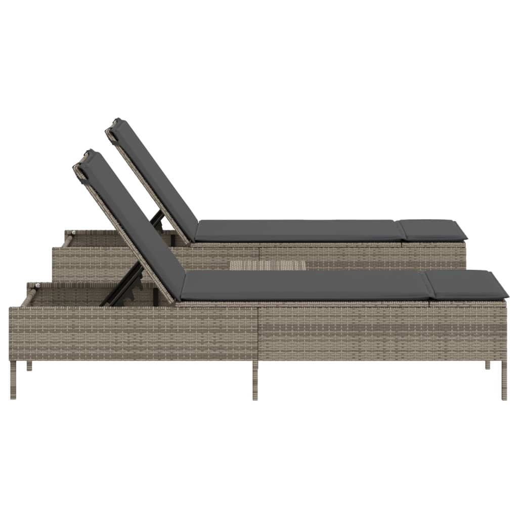 3-delige Ligbeddenset met kussens poly rattan grijs is nu te koop bij PeponiXL, paradijselijk wonen!