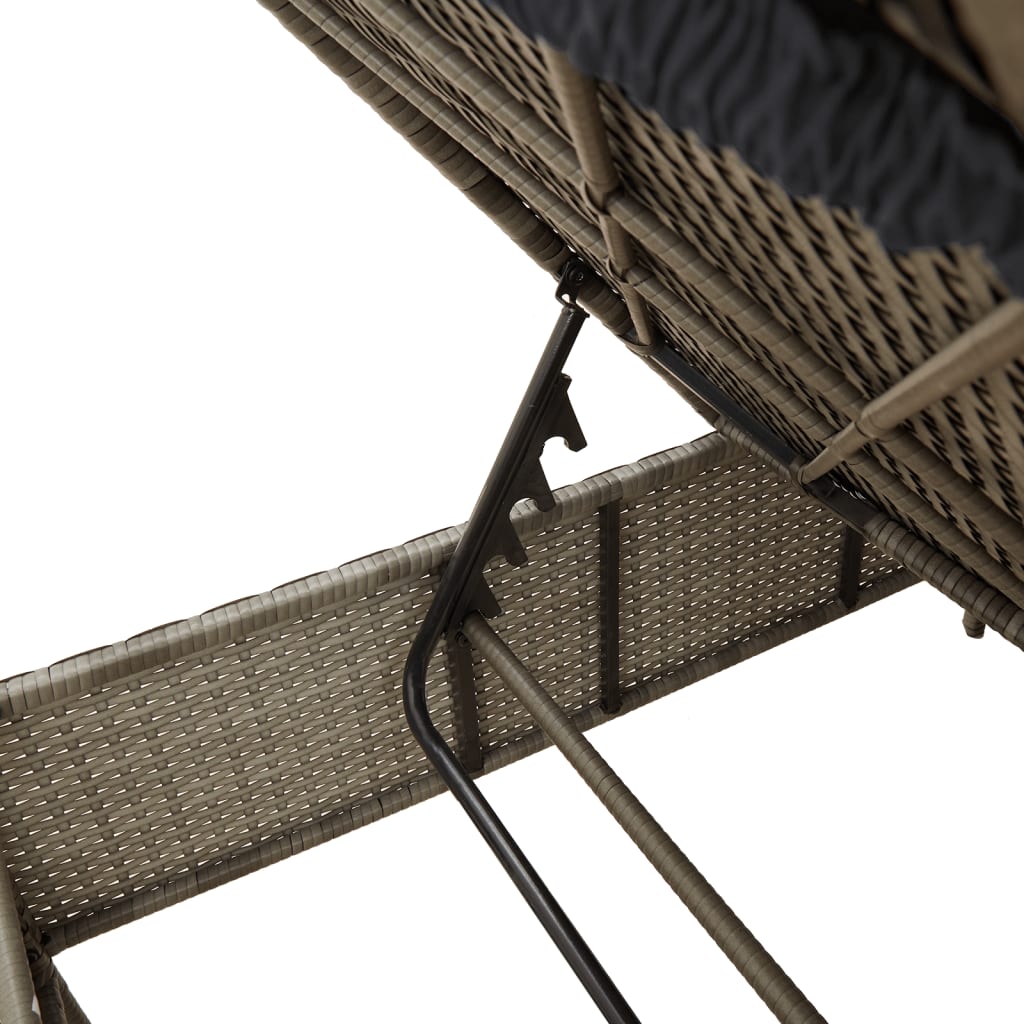 3-delige Ligbeddenset met kussens poly rattan grijs is nu te koop bij PeponiXL, paradijselijk wonen!