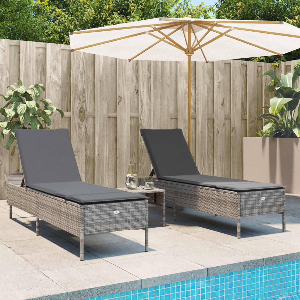3-delige Ligbeddenset met kussens poly rattan grijs is nu te koop bij PeponiXL, paradijselijk wonen!