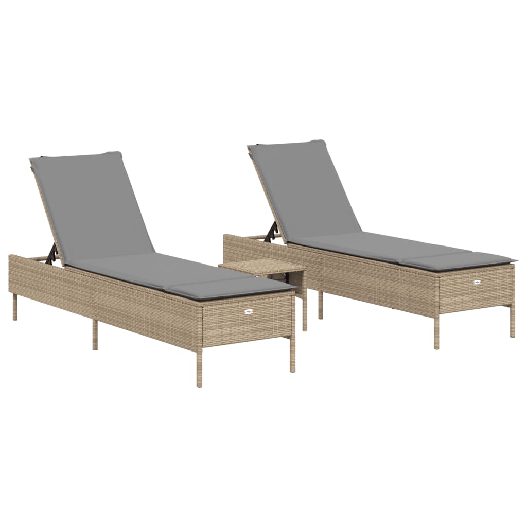 3-delige Ligbeddenset met kussens poly rattan beige is nu te koop bij PeponiXL, paradijselijk wonen!