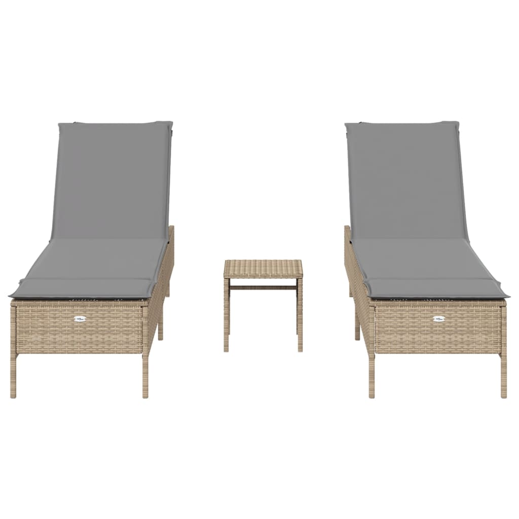 3-delige Ligbeddenset met kussens poly rattan beige is nu te koop bij PeponiXL, paradijselijk wonen!