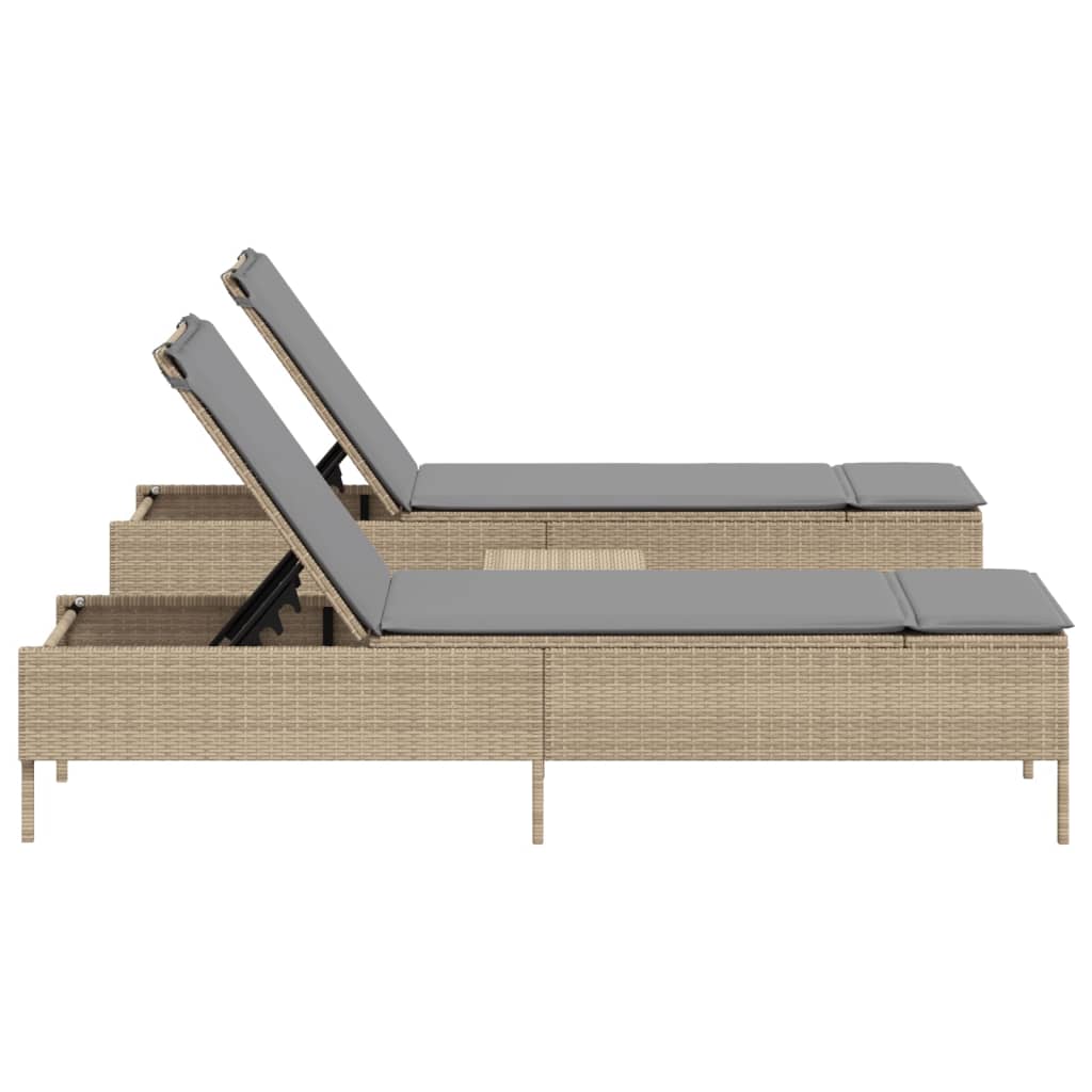 3-delige Ligbeddenset met kussens poly rattan beige is nu te koop bij PeponiXL, paradijselijk wonen!