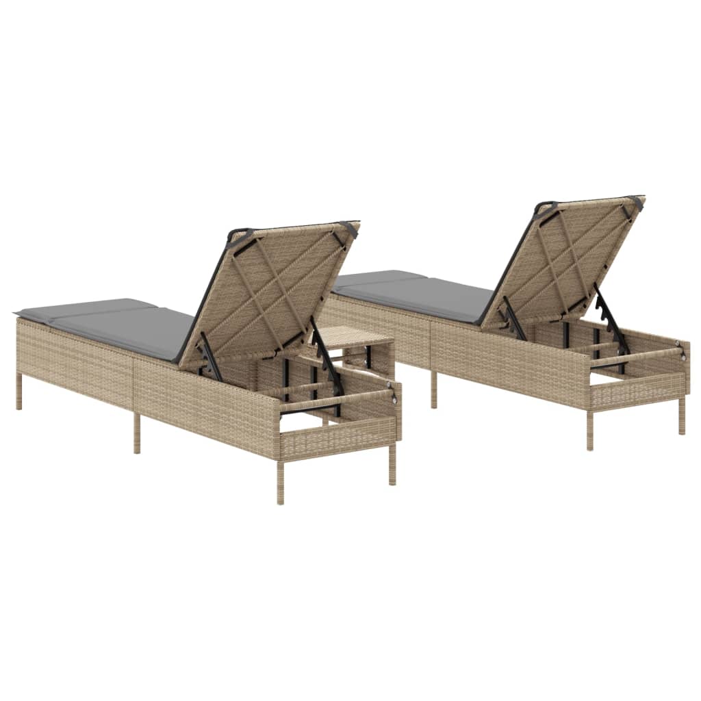 3-delige Ligbeddenset met kussens poly rattan beige is nu te koop bij PeponiXL, paradijselijk wonen!