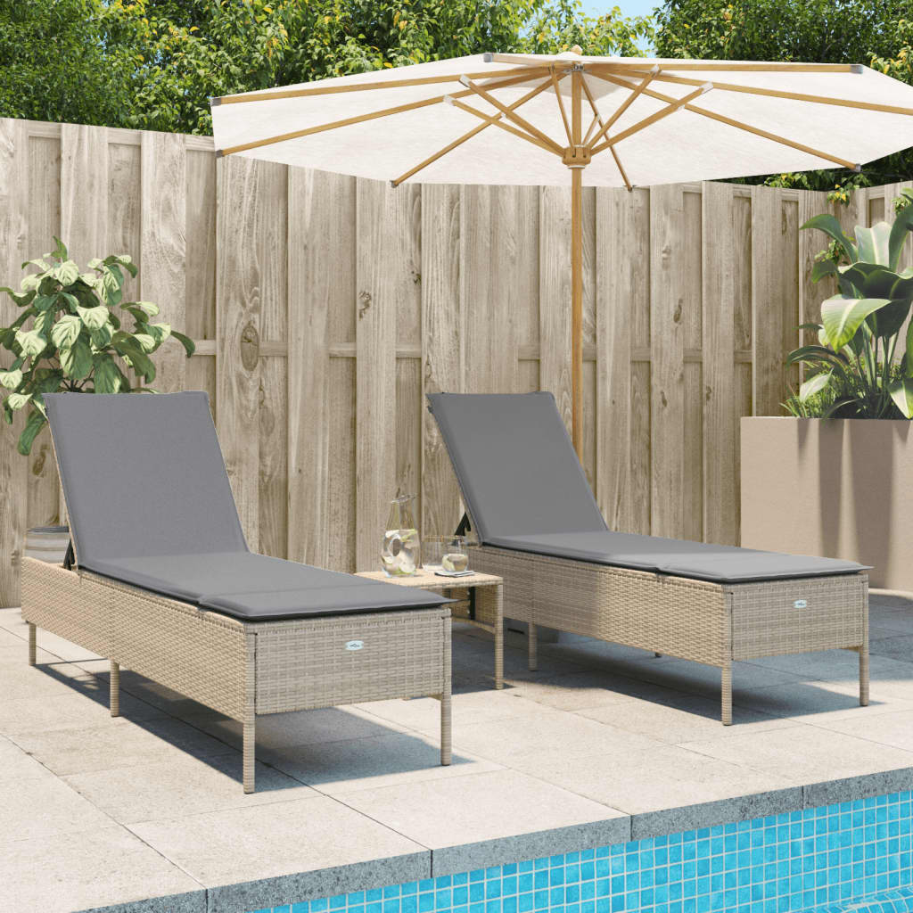 3-delige Ligbeddenset met kussens poly rattan beige is nu te koop bij PeponiXL, paradijselijk wonen!
