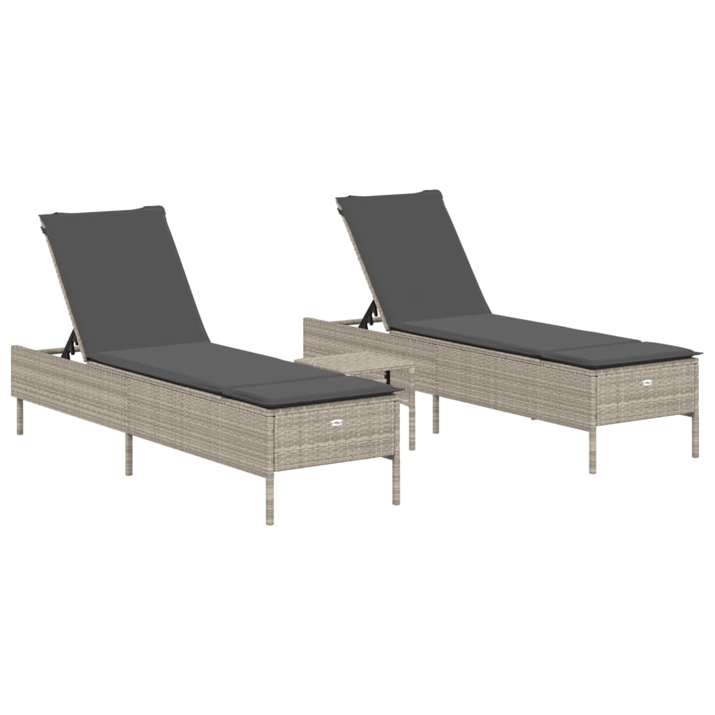 3-delige Ligbeddenset met kussens poly rattan lichtgrijs is nu te koop bij PeponiXL, paradijselijk wonen!