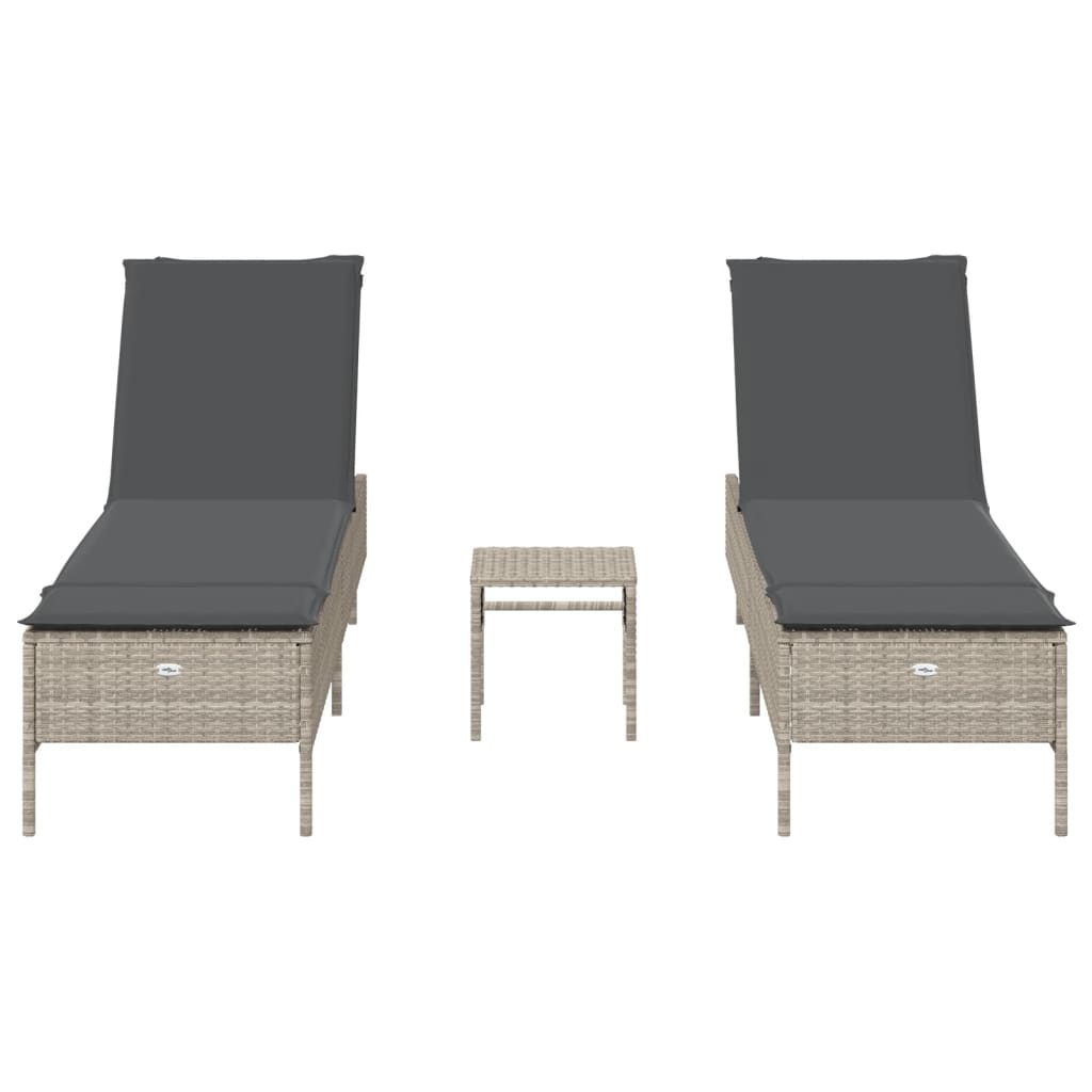 3-delige Ligbeddenset met kussens poly rattan lichtgrijs is nu te koop bij PeponiXL, paradijselijk wonen!