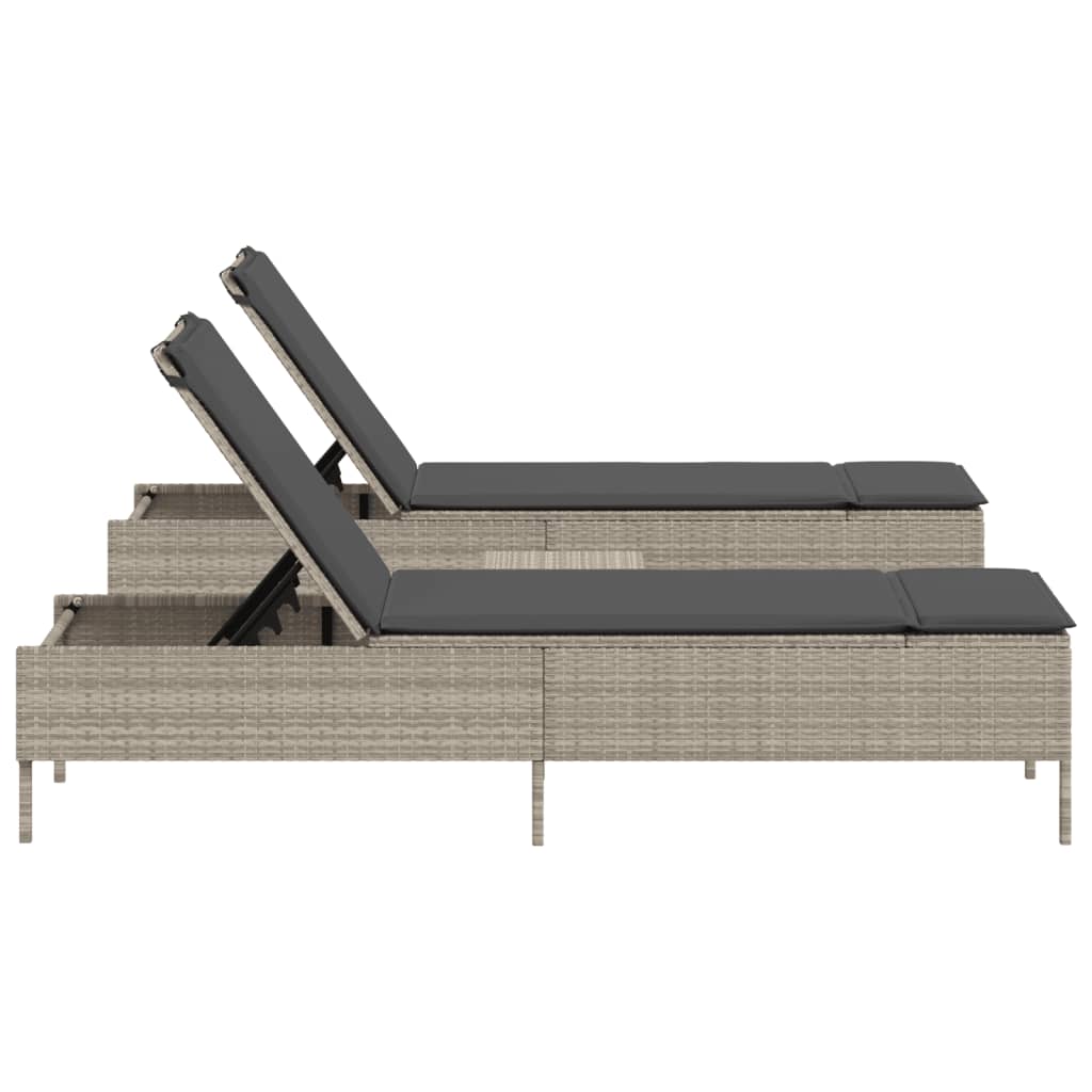 3-delige Ligbeddenset met kussens poly rattan lichtgrijs is nu te koop bij PeponiXL, paradijselijk wonen!