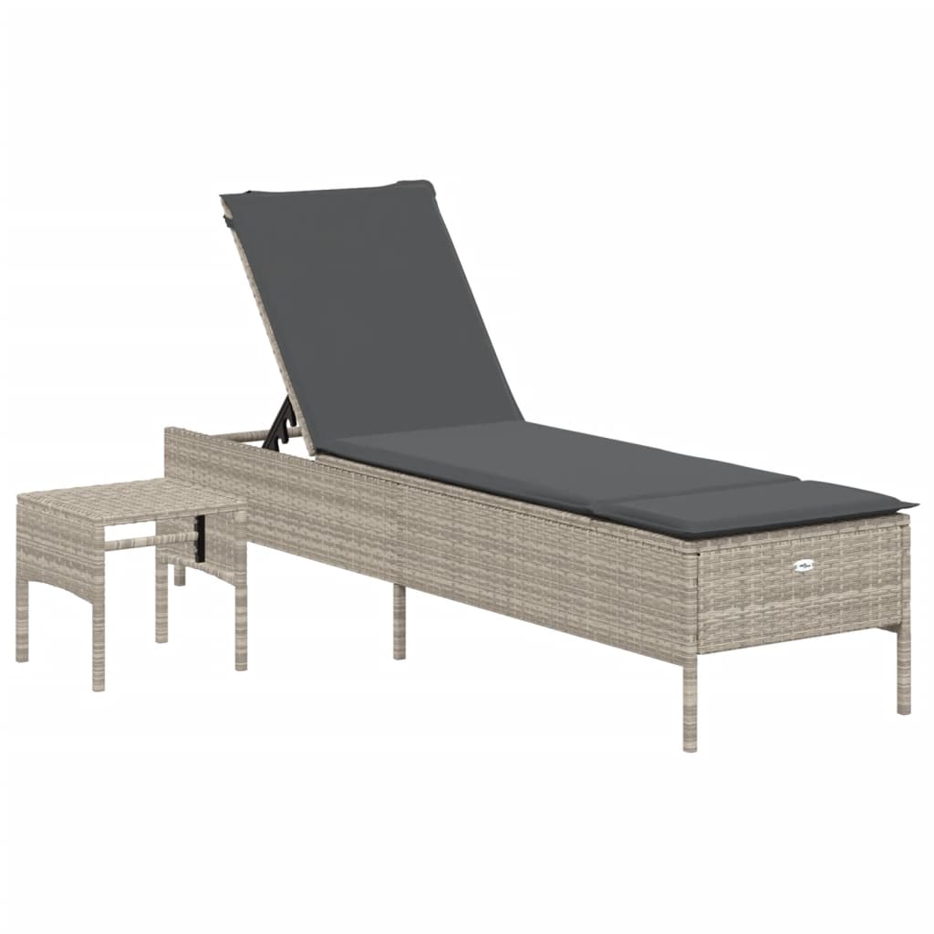 3-delige Ligbeddenset met kussens poly rattan lichtgrijs is nu te koop bij PeponiXL, paradijselijk wonen!