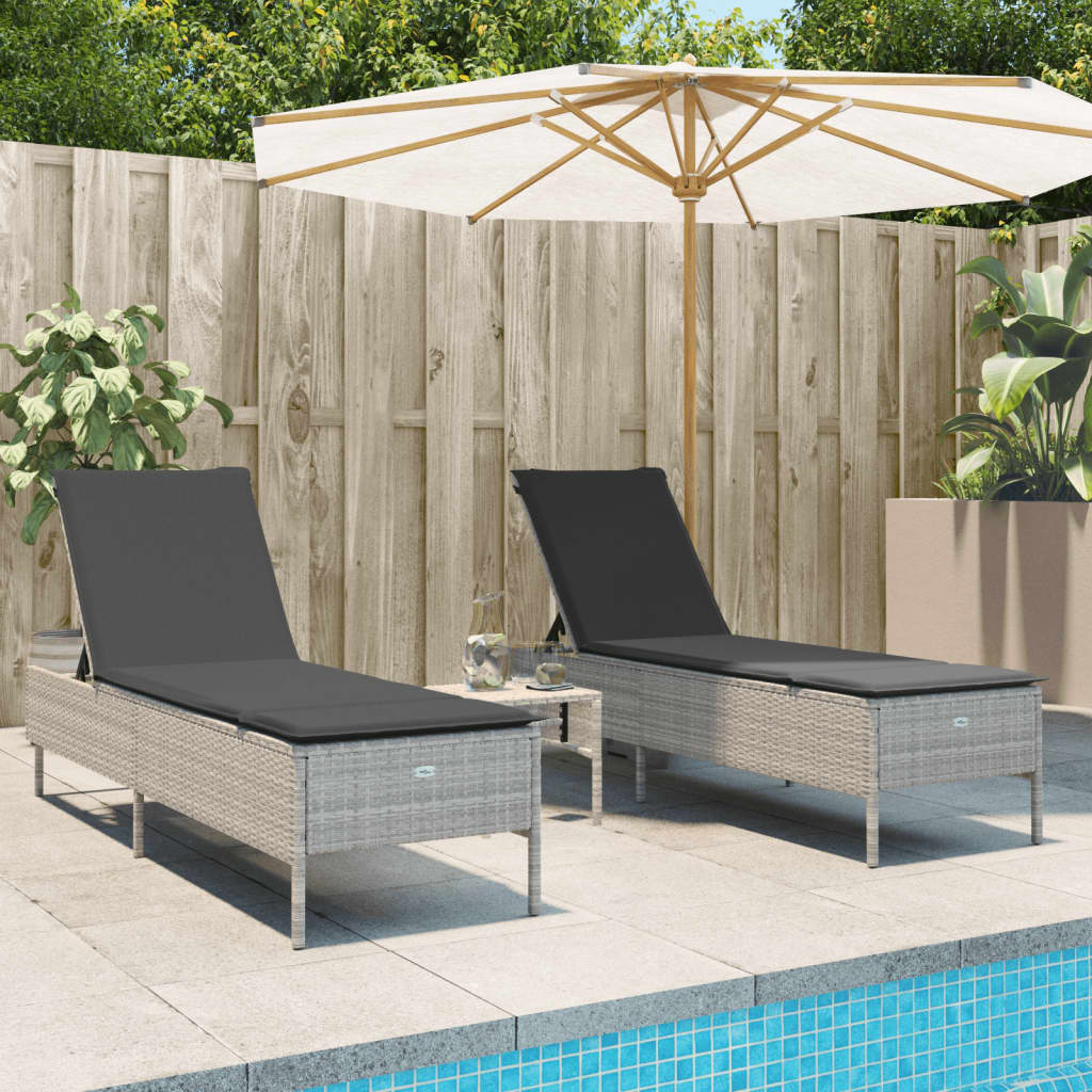 3-delige Ligbeddenset met kussens poly rattan lichtgrijs is nu te koop bij PeponiXL, paradijselijk wonen!