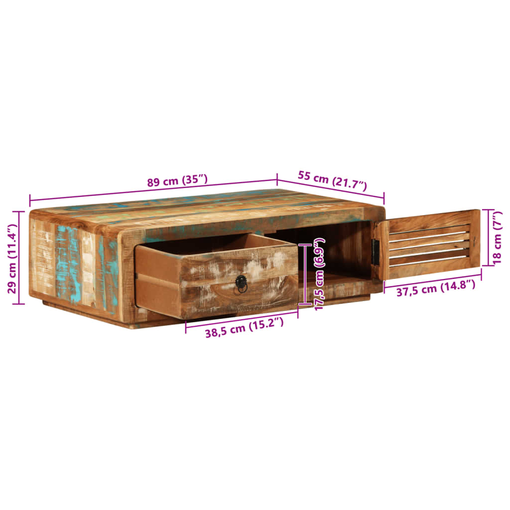 Salontafel 89x55x29 cm massief gerecycled hout is nu te koop bij PeponiXL, paradijselijk wonen!