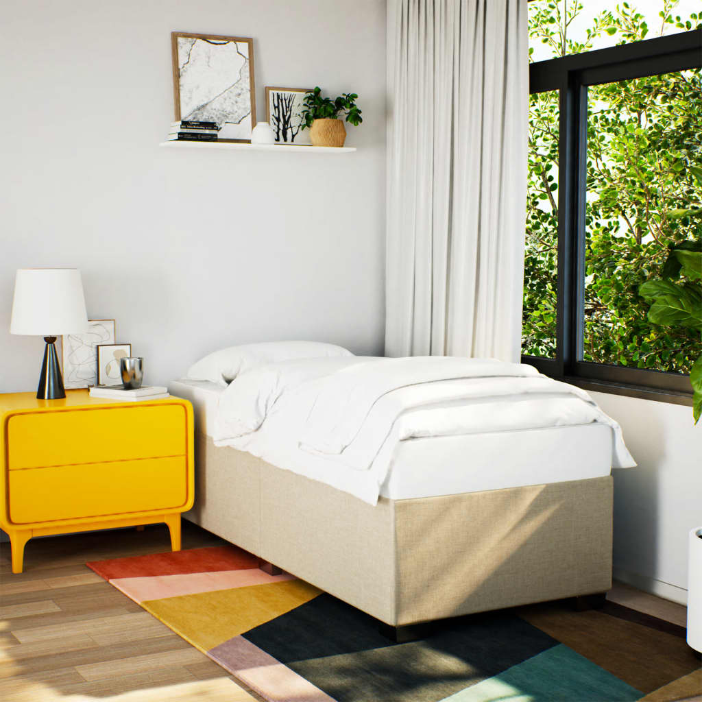 Bedframe zonder matras 80x200 cm stof crèmekleurig is nu te koop bij PeponiXL, paradijselijk wonen!