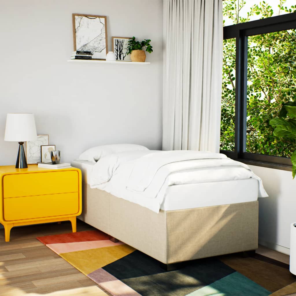 Bedframe zonder matras 90x190 cm stof crèmekleurig is nu te koop bij PeponiXL, paradijselijk wonen!