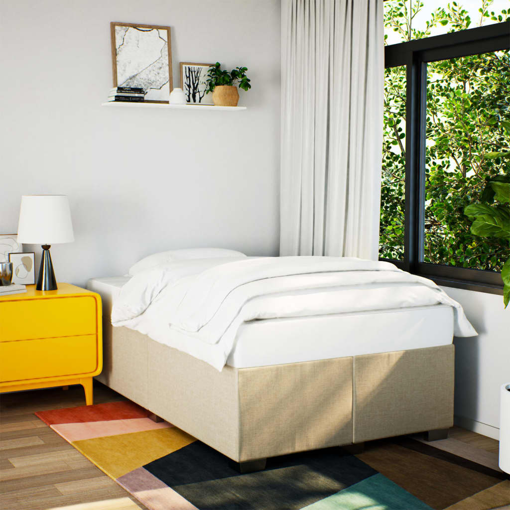 Bedframe zonder matras 120x190 cm stof crèmekleurig is nu te koop bij PeponiXL, paradijselijk wonen!