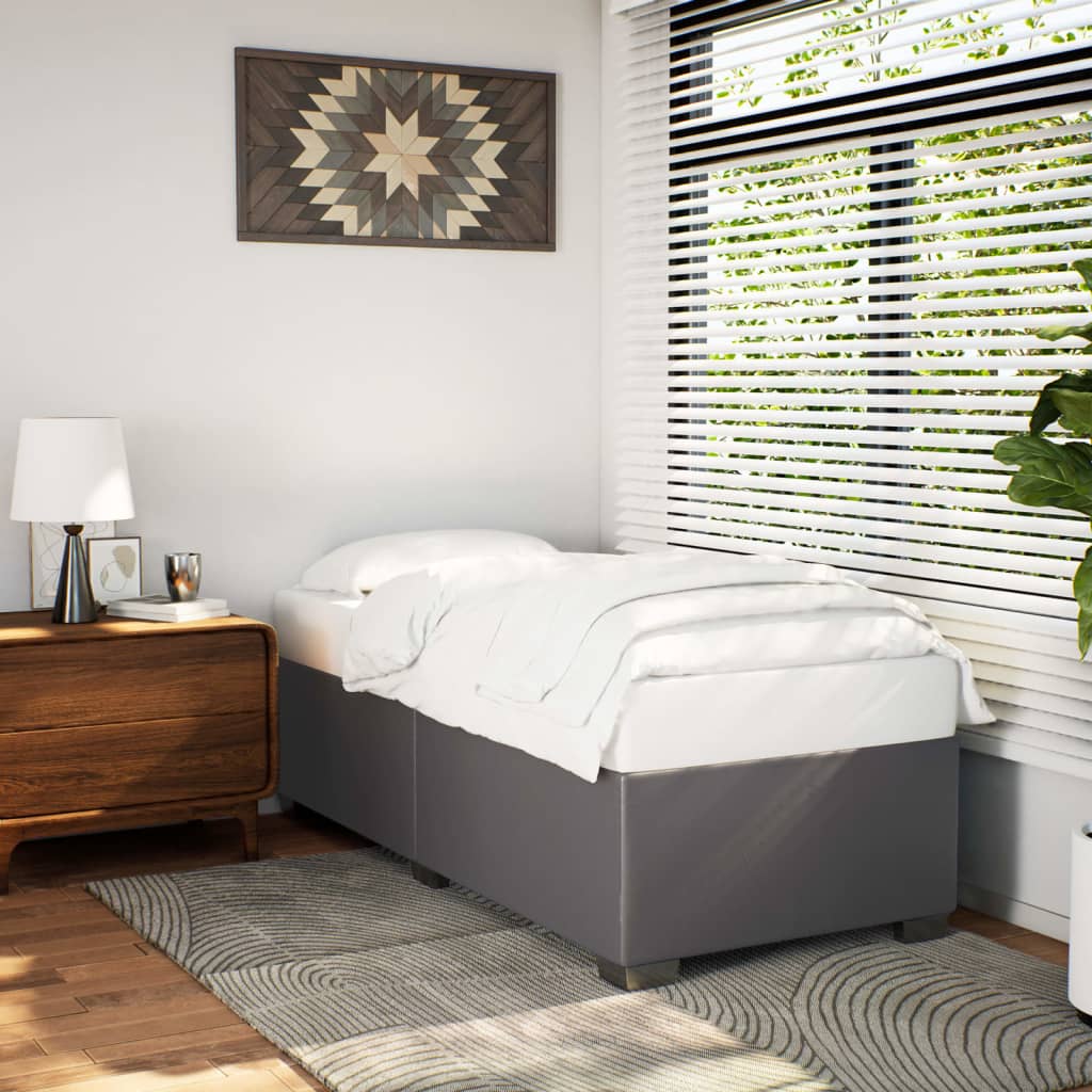 Bedframe kunstleer grijs 90x190 cm is nu te koop bij PeponiXL, paradijselijk wonen!