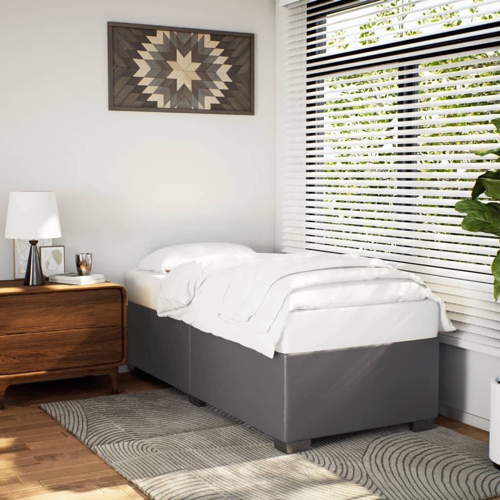 Bedframe kunstleer grijs 100x200 cm is nu te koop bij PeponiXL, paradijselijk wonen!