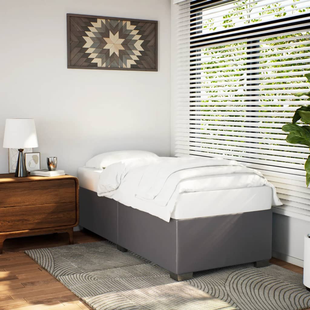 Bedframe kunstleer grijs 100x200 cm is nu te koop bij PeponiXL, paradijselijk wonen!